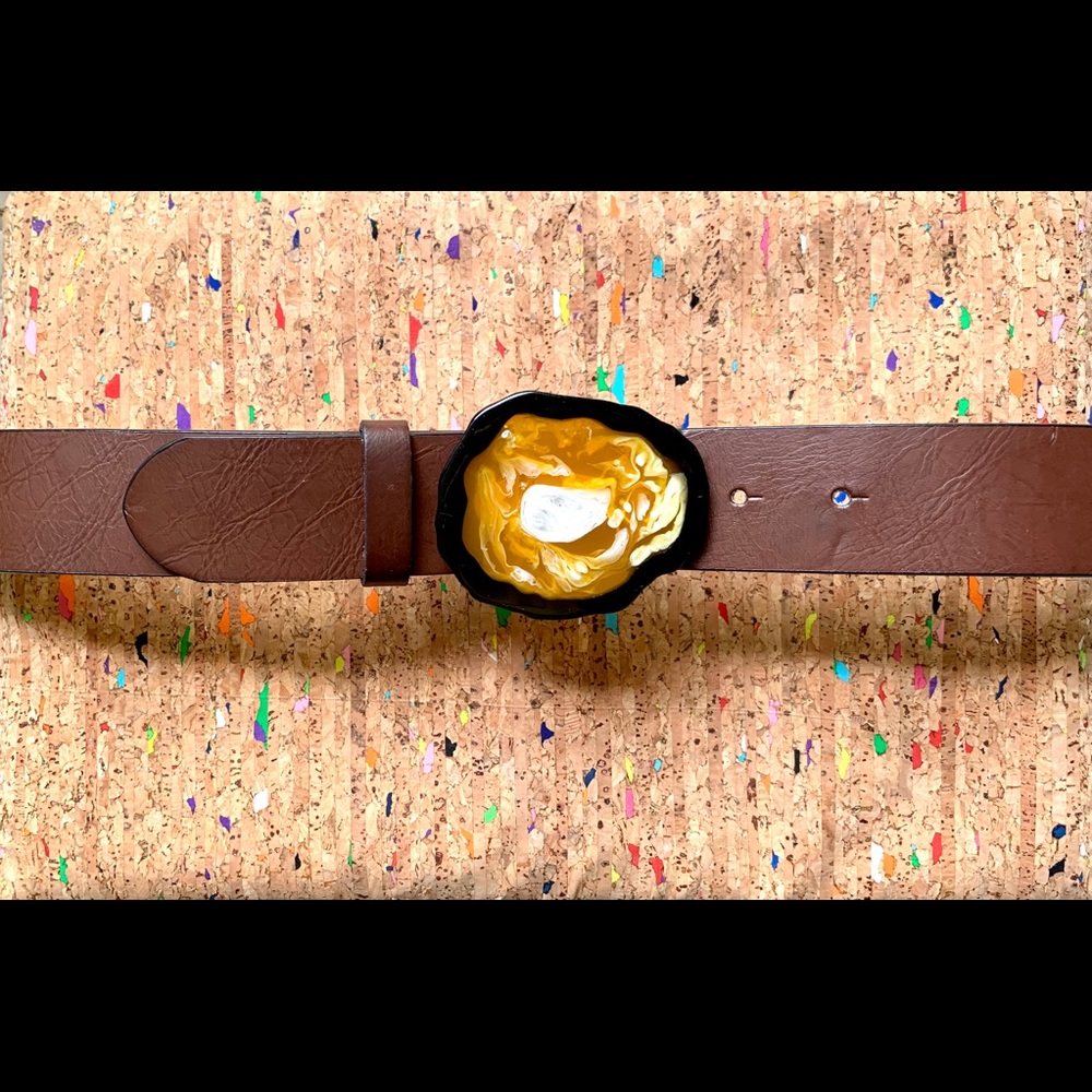 ANOTHER LINE Wide Belt Yellow Geode Buckle